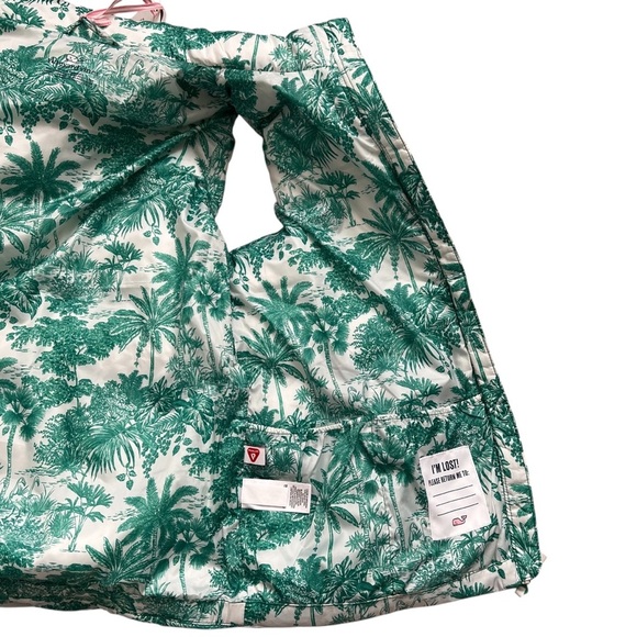 Vineyard Vines Oversized Printed Puffer Vest Toile Green Meadow Girls - Size L - Picture 5 of 9